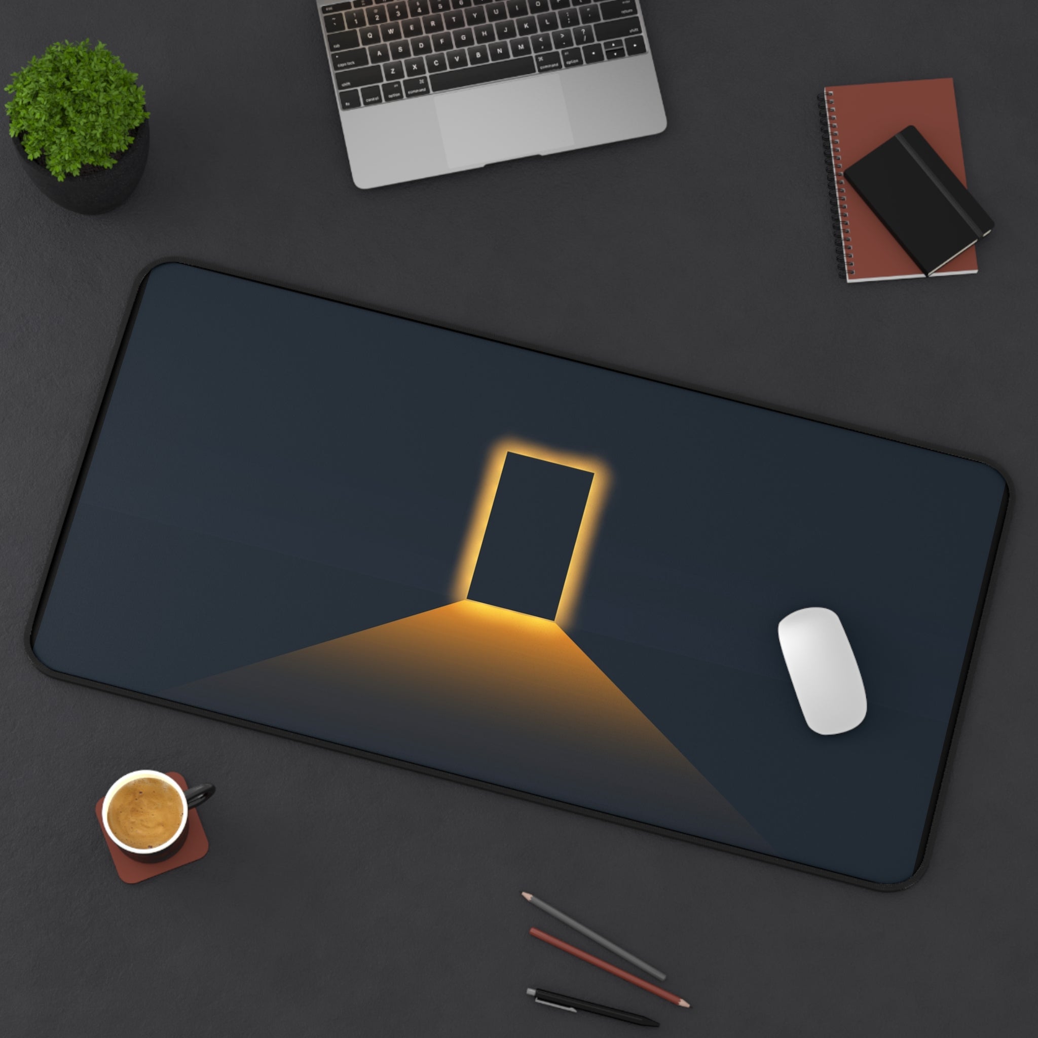 Door of Light Desk Mat — Minimalist Nightscape Mouse Pad for Home Office