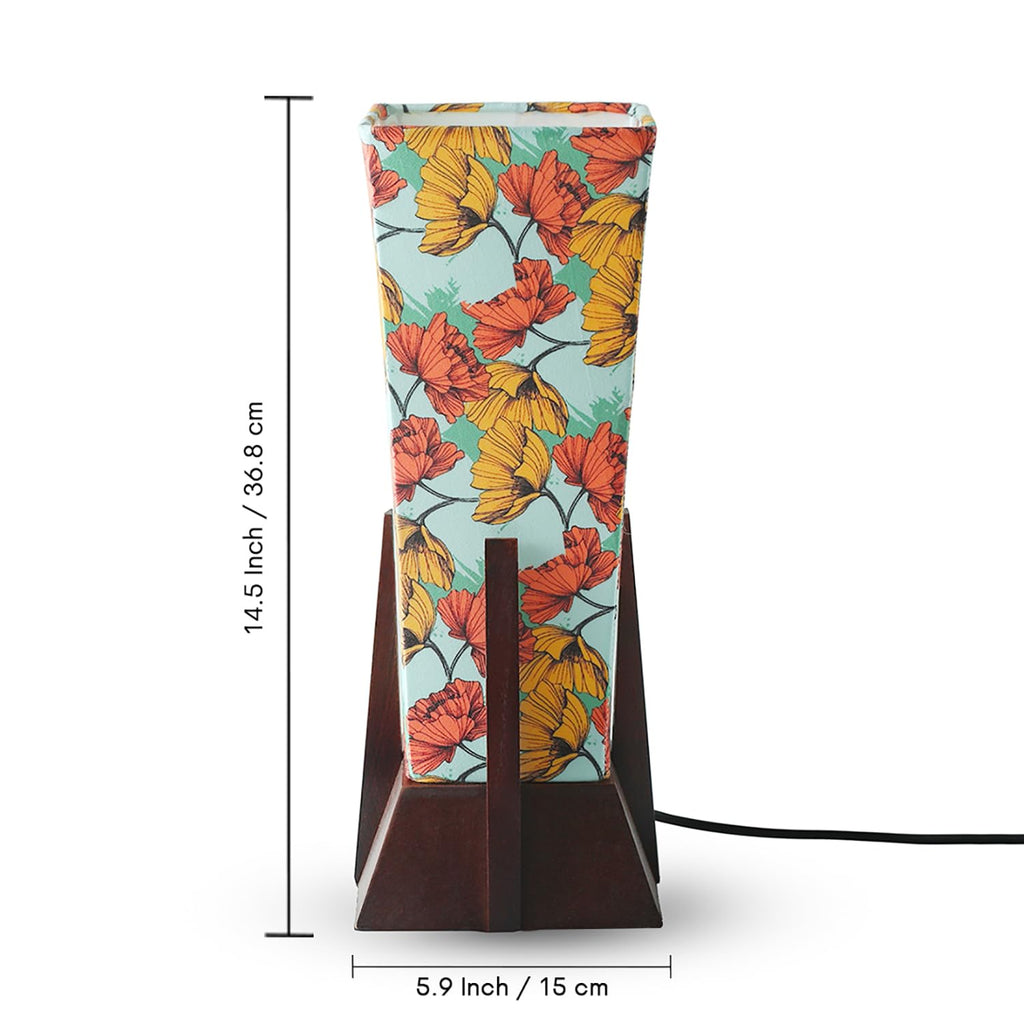 Wooden Pyramid Table Lamp