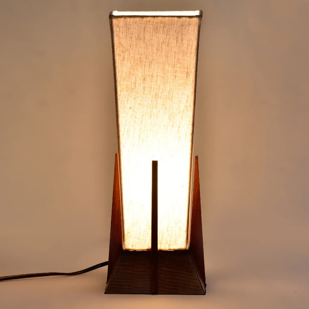 Wooden Pyramid Table Lamp