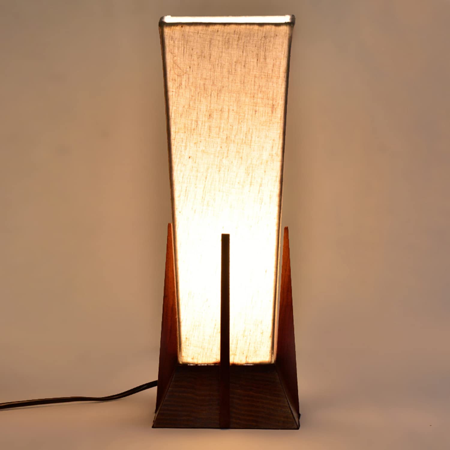 Wooden Pyramid Table Lamp