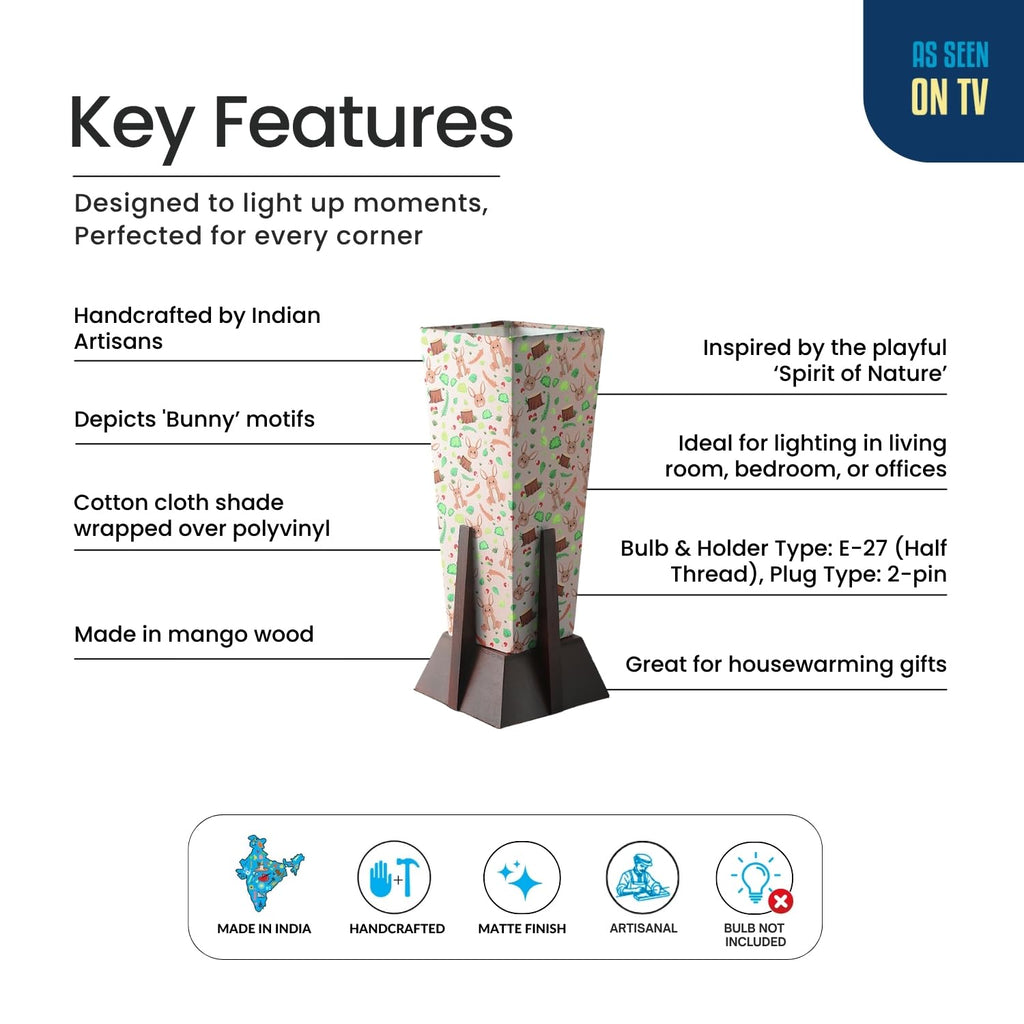 Wooden Pyramid Table Lamp