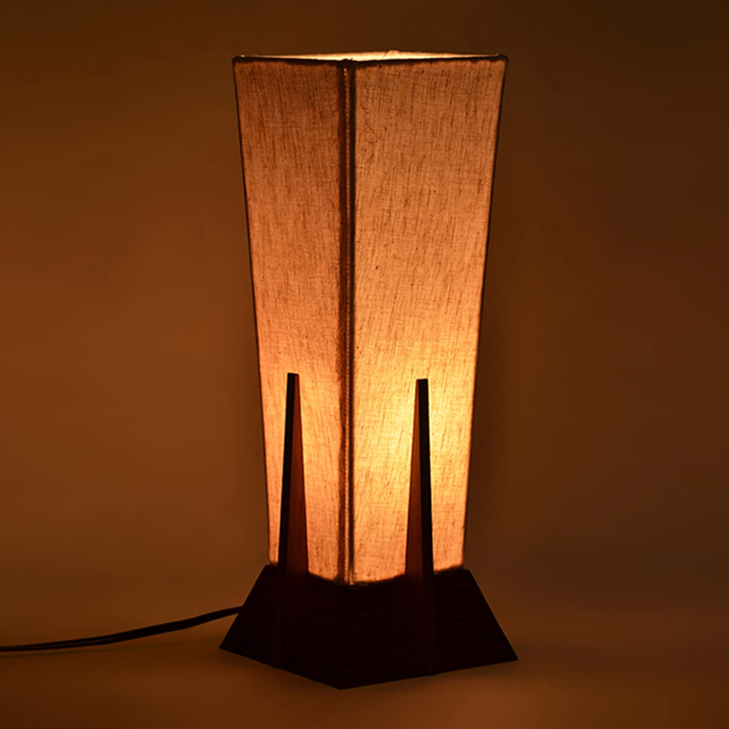 Wooden Pyramid Table Lamp
