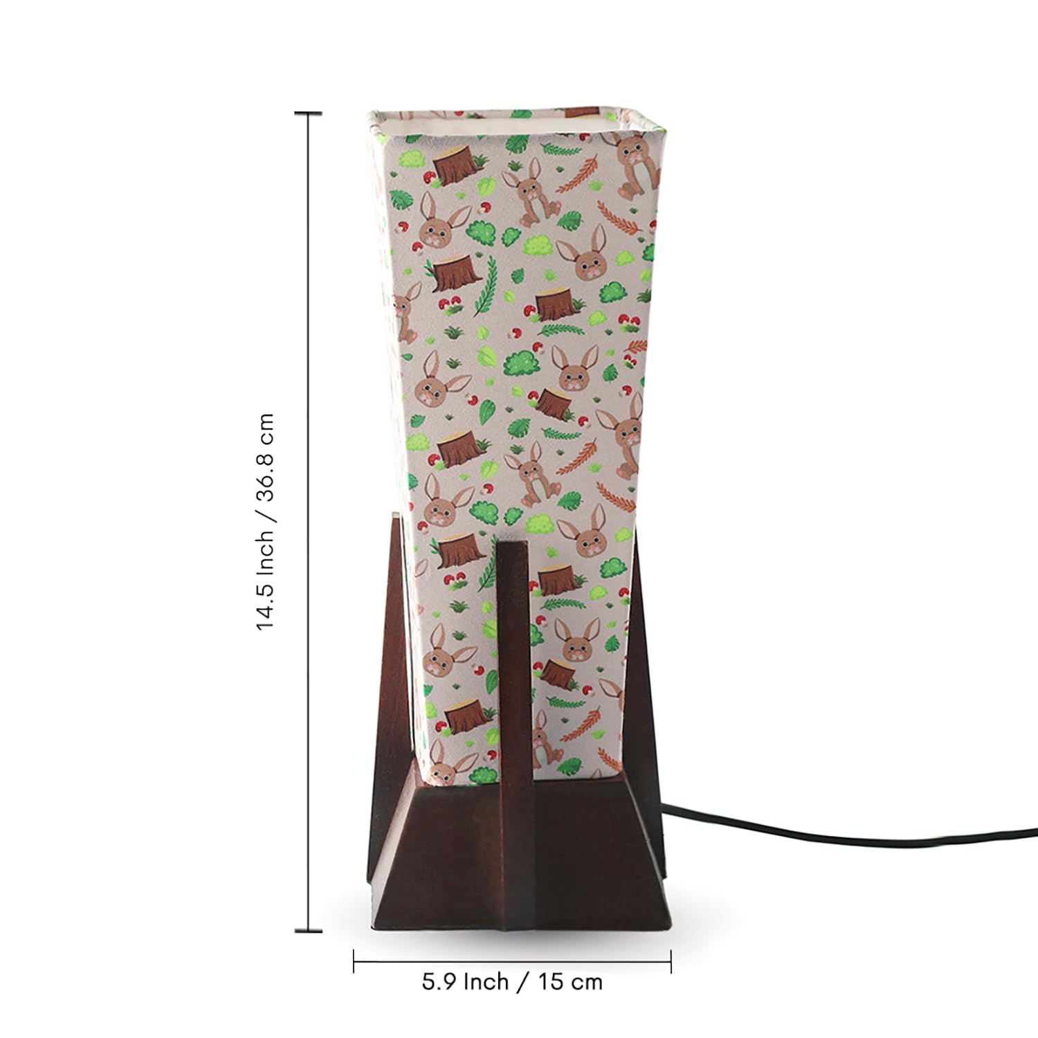 Wooden Pyramid Table Lamp